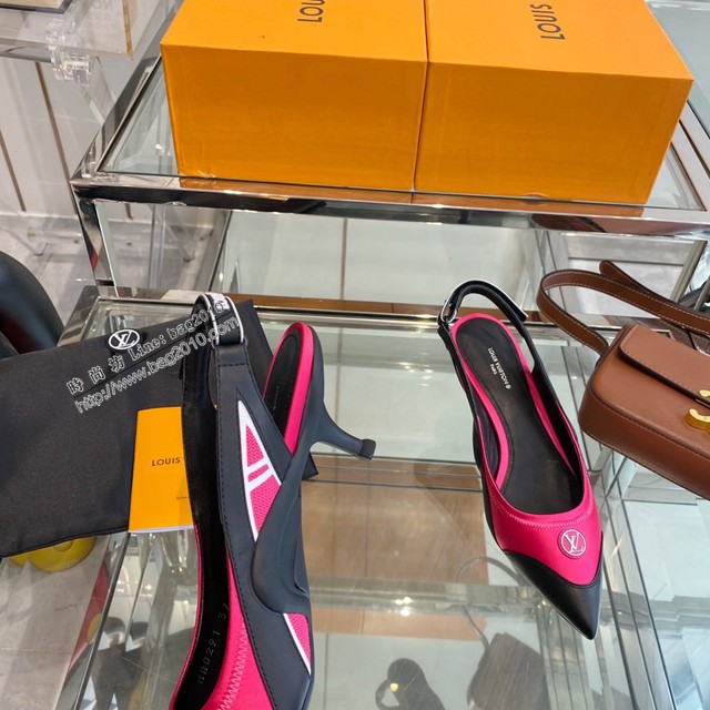 LV路易威登2022專櫃新款爆款拼色女士單皮鞋涼鞋尖頭單鞋 dx2993